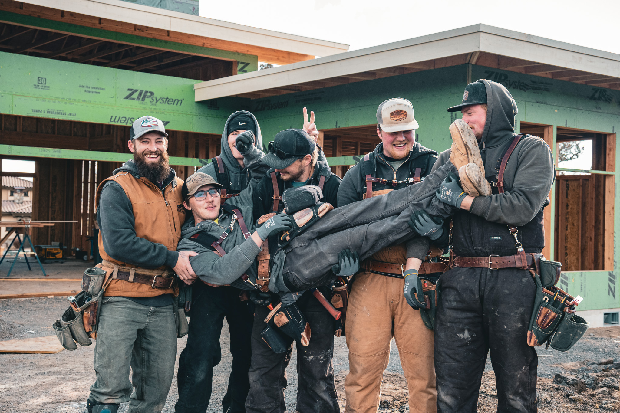 The Handcrafted Homes crew on a Central Oregon job site